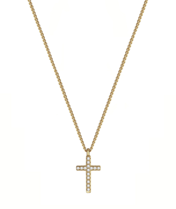CROSS Crystal Necklace Gold in der Gruppe Halsketten / Goldhalsketten bei SCANDINAVIAN JEWELRY DESIGN (373927)