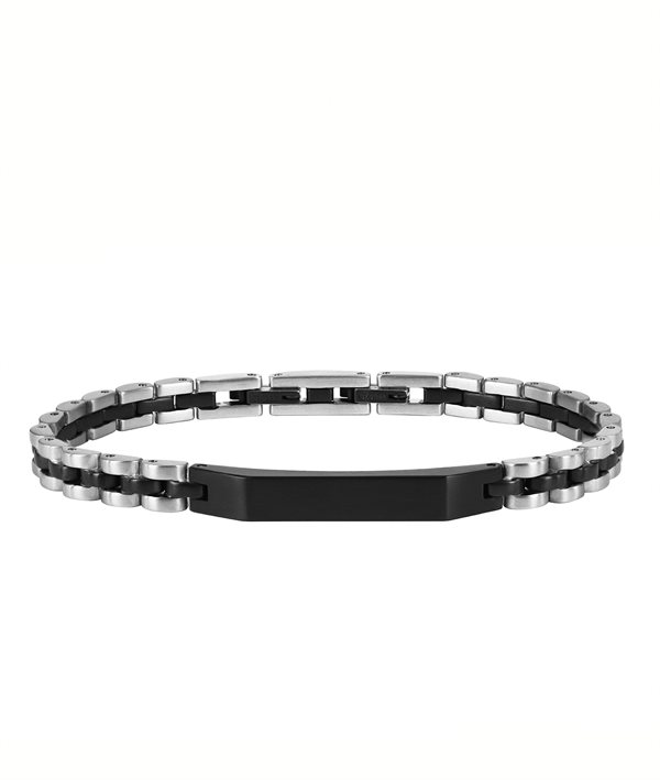 BEN Bracelet Steel/Black in der Gruppe Armbänder / Silberarmbänder bei SCANDINAVIAN JEWELRY DESIGN (380468)