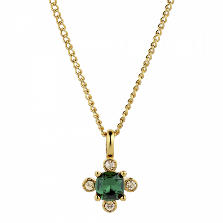RIMINI Gold EMERALD GREEN Halsketten in der Gruppe Halsketten / Goldhalsketten bei SCANDINAVIAN JEWELRY DESIGN (430116)