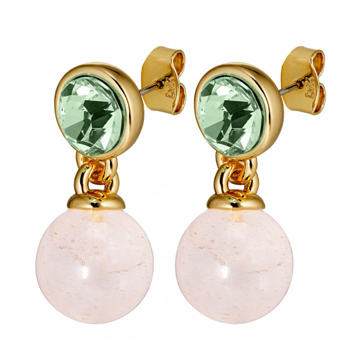 NAOMI Gold L. GREEN/ROSE in der Gruppe Ohrringe / Goldohrringe bei SCANDINAVIAN JEWELRY DESIGN (440029)