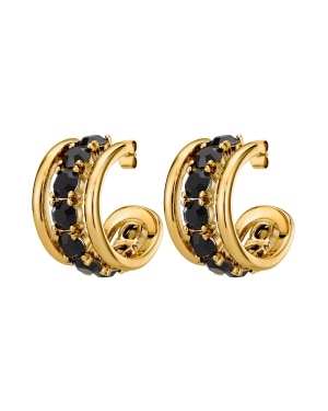 HELEN SG BLACK Earrings Gold in der Gruppe Ohrringe / Goldohrringe bei SCANDINAVIAN JEWELRY DESIGN (450092)