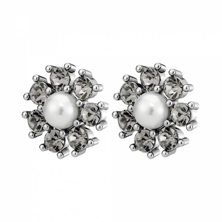 AUDE SS GREY/WHITE PEARL Earrings Silver in der Gruppe Ohrringe / Perlenohrringe bei SCANDINAVIAN JEWELRY DESIGN (450100)