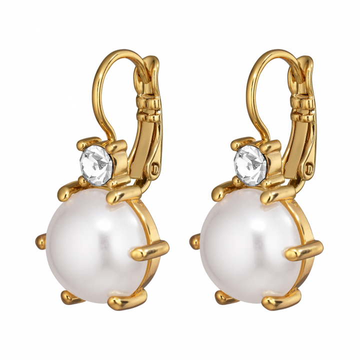 BEGONIA SG WHITE PEARL Earrings Gold in der Gruppe Ohrringe / Perlenohrringe bei SCANDINAVIAN JEWELRY DESIGN (460040)