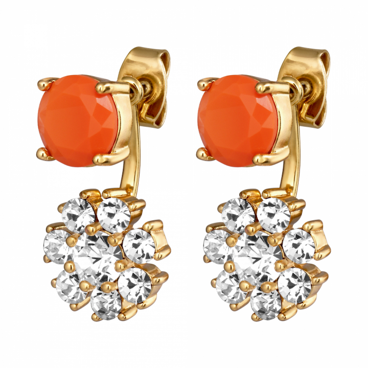 FLOSS SG CORAL / CRYSTAL Earrings Gold in der Gruppe Ohrringe / Goldohrringe bei SCANDINAVIAN JEWELRY DESIGN (460084)