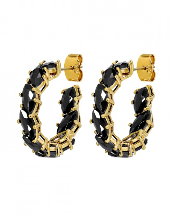TAMARIN SG BLACK EARRINGS GOLD in der Gruppe Ohrringe / Goldohrringe bei SCANDINAVIAN JEWELRY DESIGN (470016)