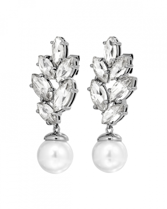 BALETE SS CRYSTAL_WHITE PEARL EARRINGS SILVER in der Gruppe Ohrringe / Perlenohrringe bei SCANDINAVIAN JEWELRY DESIGN (470028)