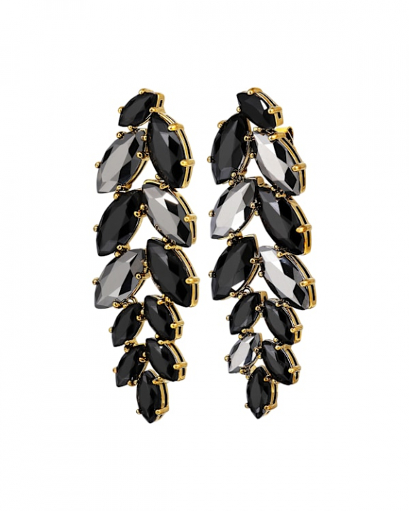 BANYAN SG BLACK EARRINGS GOLD in der Gruppe Ohrringe / Goldohrringe bei SCANDINAVIAN JEWELRY DESIGN (470036)
