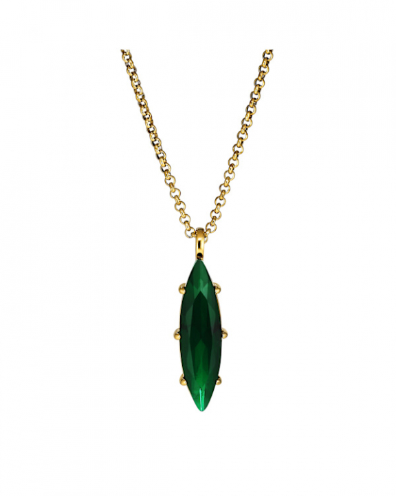TAKESHI SG EMERALD GREEN NECKLACE GOLD in der Gruppe Halsketten / Goldhalsketten bei SCANDINAVIAN JEWELRY DESIGN (470042)