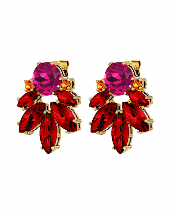 DRAGO SG RED / PINK EARRINGS GOLD in der Gruppe Ohrringe / Goldohrringe bei SCANDINAVIAN JEWELRY DESIGN (470064)