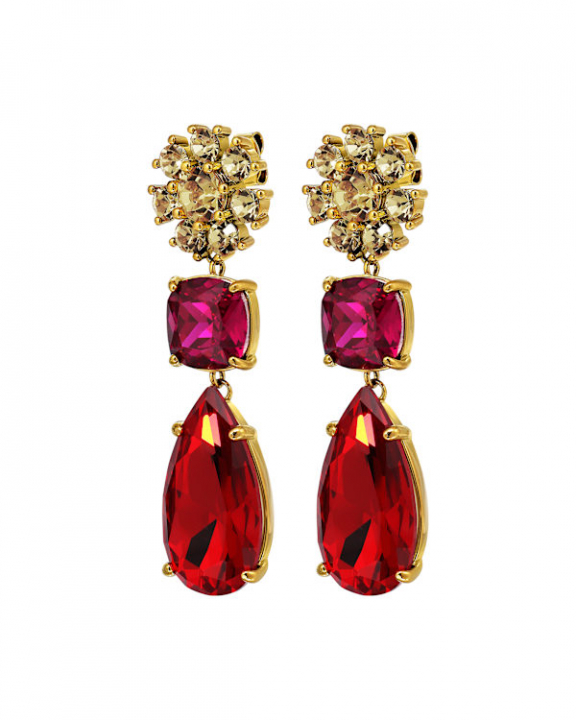 MISIA SG RED / PINK EARRINGS GOLD in der Gruppe Ohrringe / Goldohrringe bei SCANDINAVIAN JEWELRY DESIGN (470093)