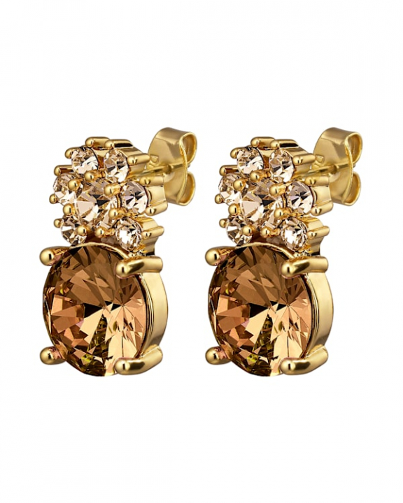 BECKIA SG BROWN / GOLDEN EARRINGS GOLD in der Gruppe Ohrringe / Goldohrringe bei SCANDINAVIAN JEWELRY DESIGN (470097)
