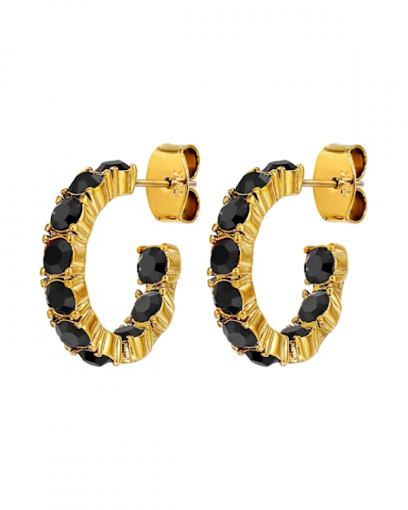 RAQUEL SG BLACK EARRINGS GOLD in der Gruppe Ohrringe / Goldohrringe bei SCANDINAVIAN JEWELRY DESIGN (470113)