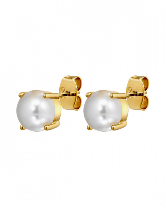 DAZE SG WHITE PEARL EARRINGS GOLD in der Gruppe Ohrringe / Perlenohrringe bei SCANDINAVIAN JEWELRY DESIGN (470135)
