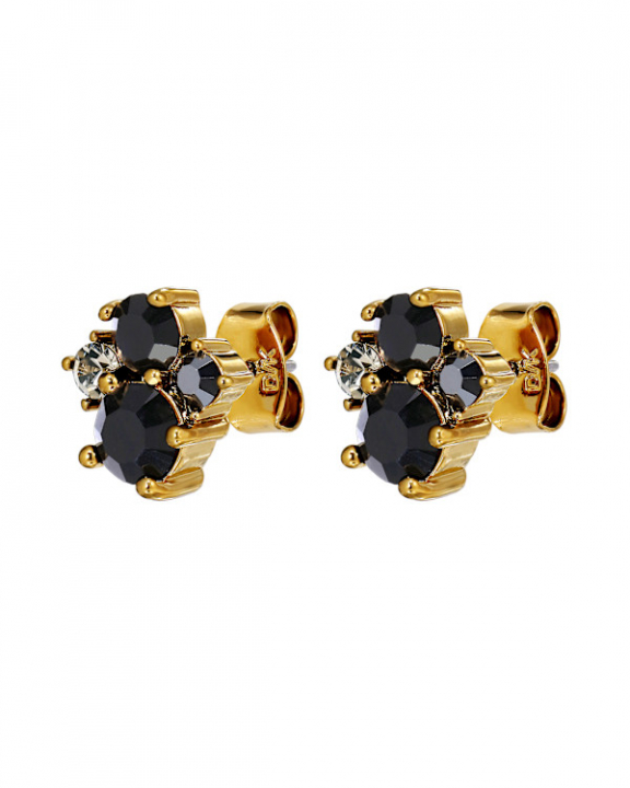 BILLIS SG BLACK MIX EARRINGS GOLD in der Gruppe Ohrringe / Goldohrringe bei SCANDINAVIAN JEWELRY DESIGN (470137)