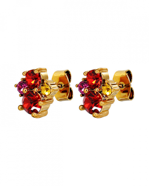BILLIS SG RED / PINK EARRINGS GOLD in der Gruppe Ohrringe / Goldohrringe bei SCANDINAVIAN JEWELRY DESIGN (470139)
