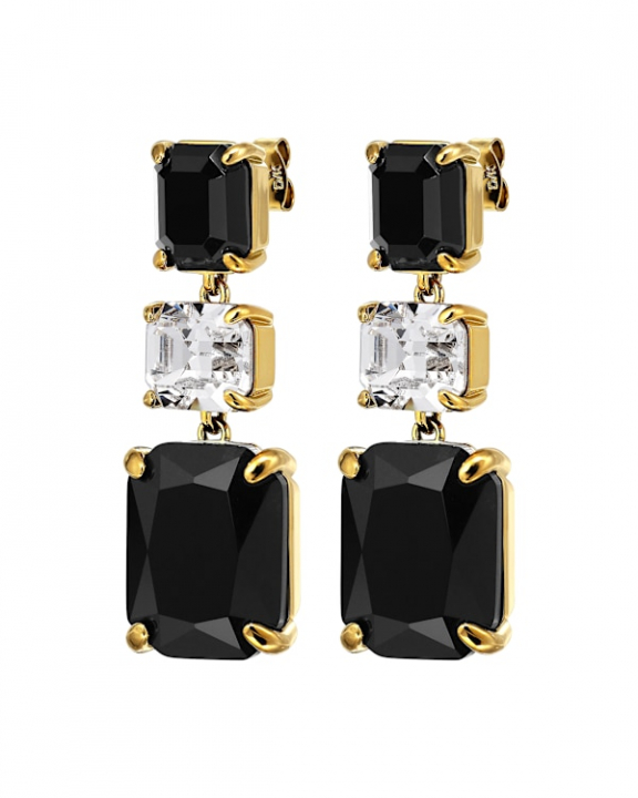 ESMARA SG BLACK / CRYSTAL EARRINGS GOLD in der Gruppe Ohrringe / Goldohrringe bei SCANDINAVIAN JEWELRY DESIGN (470149)