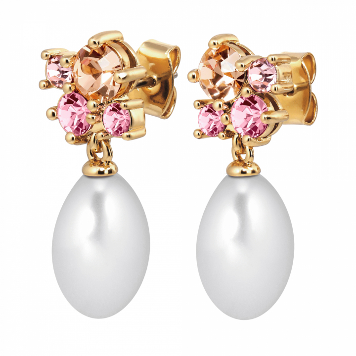 PETUN SG ROSE / WHITE PEARL Earrings Gold in der Gruppe Ohrringe / Perlenohrringe bei SCANDINAVIAN JEWELRY DESIGN (480056)