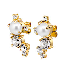 CURRA SG CRYSTAL/WHITE PEARL Earrings Gold in der Gruppe Ohrringe / Perlenohrringe bei SCANDINAVIAN JEWELRY DESIGN (480085)