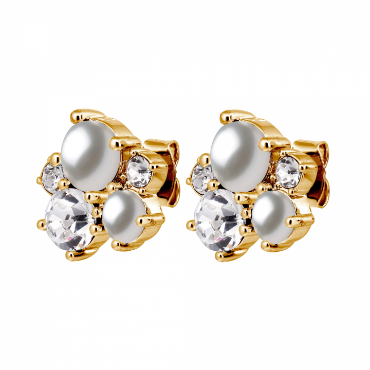 MINNIE SG CRYSTAL / WHITE PEARL Earrings Gold in der Gruppe Ohrringe / Perlenohrringe bei SCANDINAVIAN JEWELRY DESIGN (480161)