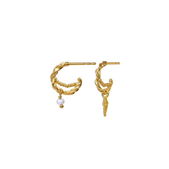 Duo Ohrring Gold in der Gruppe Ohrringe / Perlenohrringe bei SCANDINAVIAN JEWELRY DESIGN (9740a)
