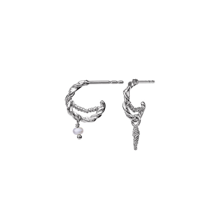 Duo Ohrring Silber in der Gruppe Ohrringe / Perlenohrringe bei SCANDINAVIAN JEWELRY DESIGN (9740c)