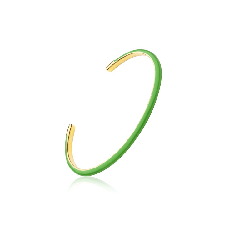 Enamel cuff green (gold) in der Gruppe Armbänder / Armreifen bei SCANDINAVIAN JEWELRY DESIGN (B2205GPEG-OS)