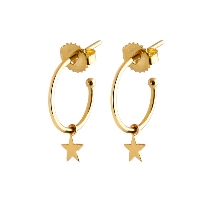 Mini Hoops Ohrring Star (Gold) in der Gruppe Ohrringe / Goldohrringe bei SCANDINAVIAN JEWELRY DESIGN (E1643GPS0-OS)