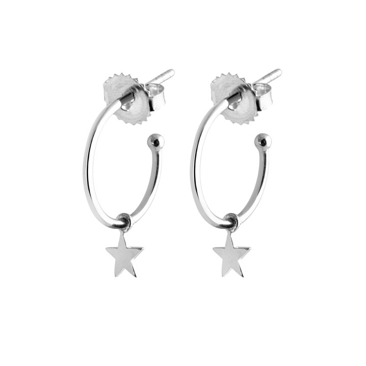 Mini Hoops Ohrring Star (Silber) in der Gruppe Ohrringe / Silberohrringe  bei SCANDINAVIAN JEWELRY DESIGN (E1643RHS0-OS)