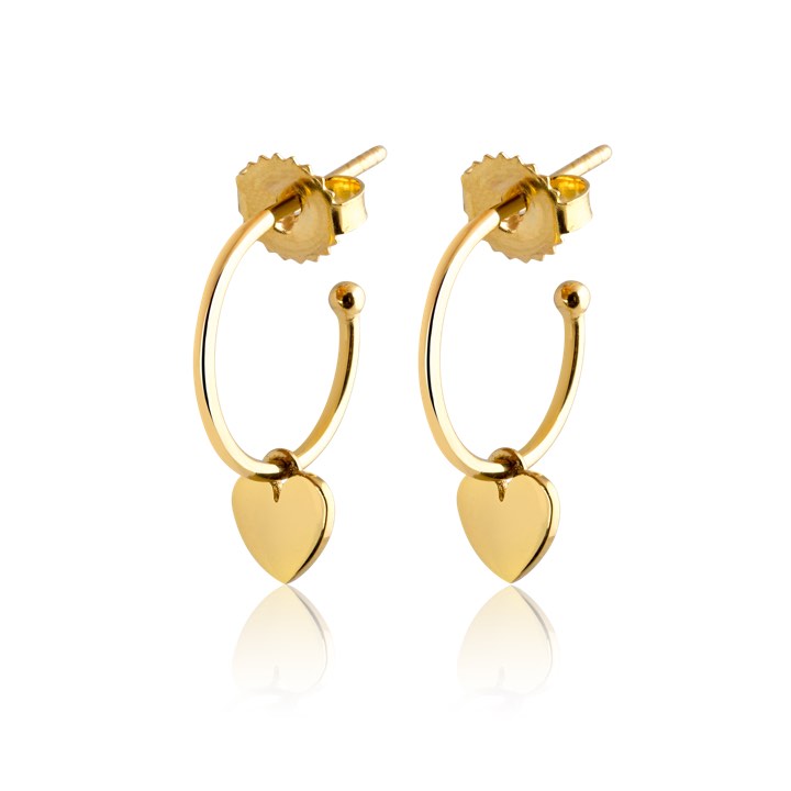 Mini Hoops Ohrring Heart (Gold) in der Gruppe Ohrringe / Goldohrringe bei SCANDINAVIAN JEWELRY DESIGN (E1644GPS0-OS)