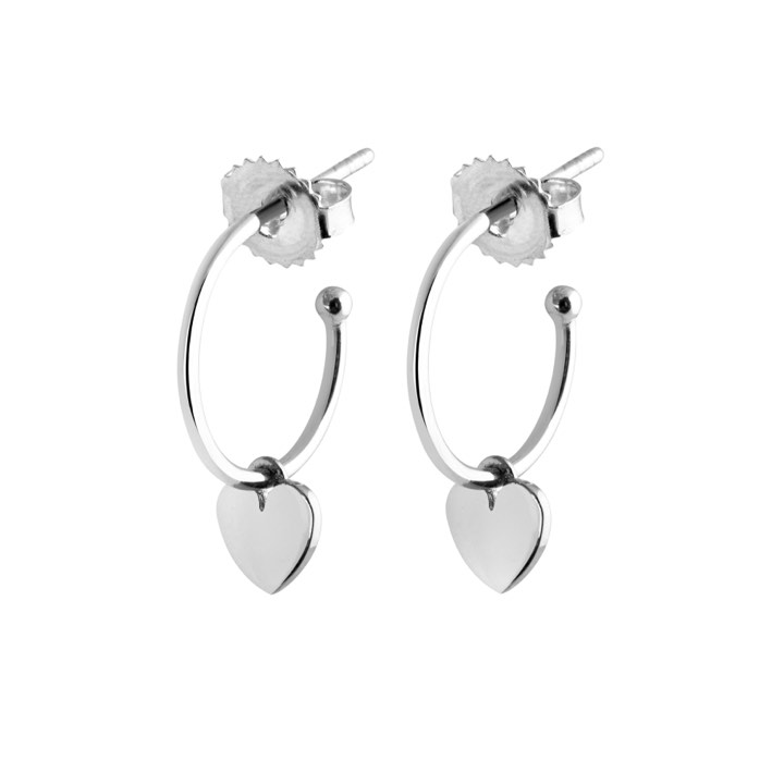 Mini Hoops Ohrring Heart (Silber) in der Gruppe Ohrringe / Silberohrringe  bei SCANDINAVIAN JEWELRY DESIGN (E1644RHS0-OS)
