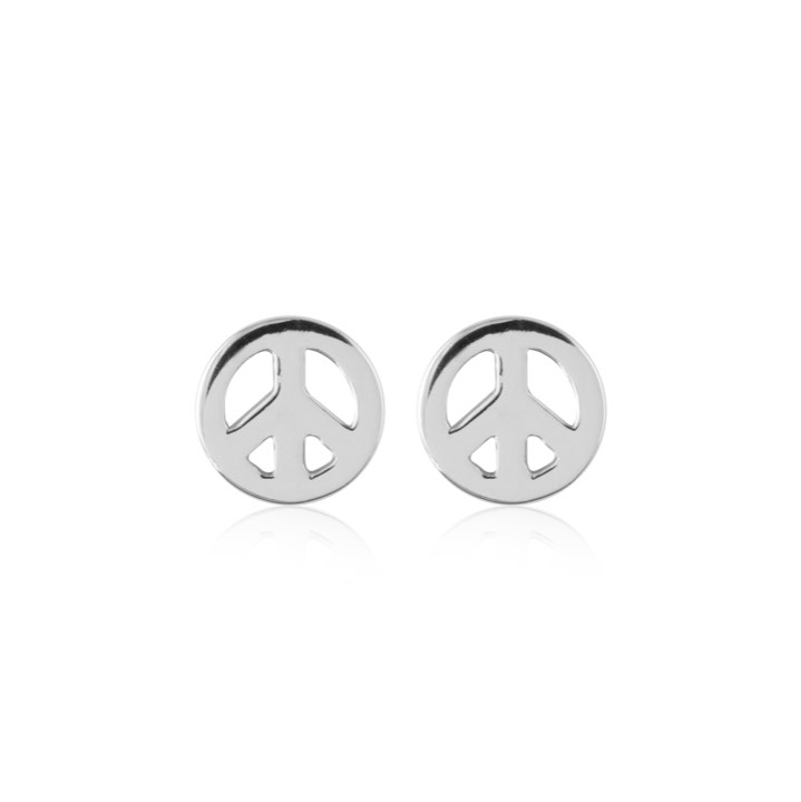 Peace Symbol Studs Ohrring (Silber) in der Gruppe Ohrringe / Silberohrringe  bei SCANDINAVIAN JEWELRY DESIGN (E2083RHS0-OS)