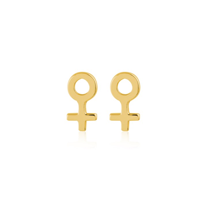 Woman Symbol Studs Ohrring (Gold) in der Gruppe Ohrringe / Goldohrringe bei SCANDINAVIAN JEWELRY DESIGN (E2084GPS0-OS)