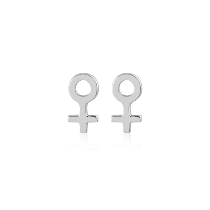 Woman Symbol Studs Ohrring (Silber) in der Gruppe Ohrringe / Silberohrringe  bei SCANDINAVIAN JEWELRY DESIGN (E2084RHS0-OS)