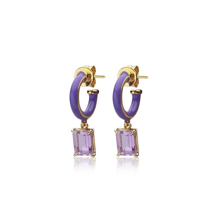 Iris enamel hoops purple (gold) in der Gruppe Ohrringe / Goldohrringe bei SCANDINAVIAN JEWELRY DESIGN (E2151GEAB-OS)