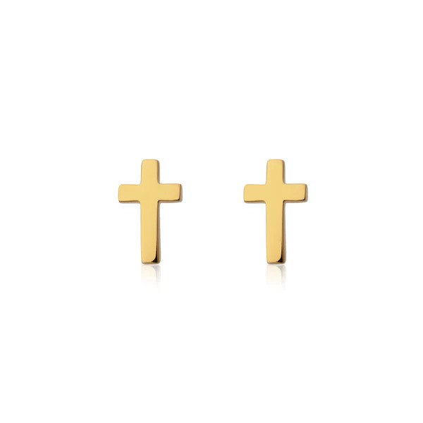 Cross studs Gold in der Gruppe Ohrringe bei SCANDINAVIAN JEWELRY DESIGN (E2212GPS0-OS)