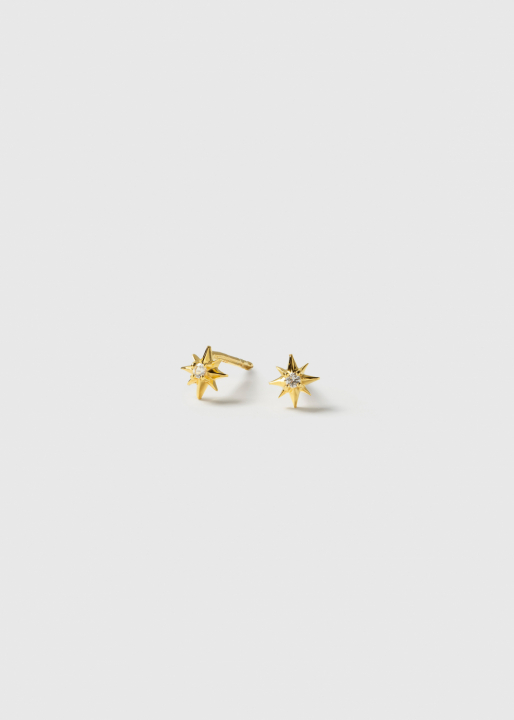 North Star Studs Earrings Gold in der Gruppe Ohrringe / Goldohrringe bei SCANDINAVIAN JEWELRY DESIGN (EG1215)
