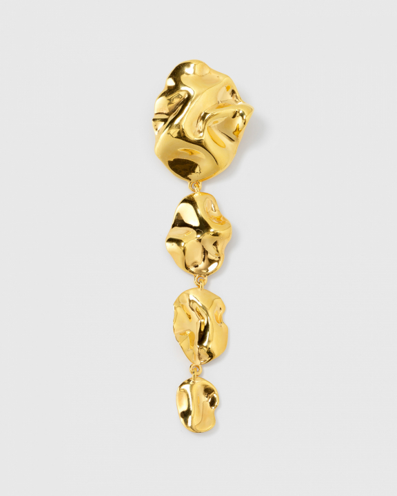 Moulded Long Single Earring Gold (one) in der Gruppe Ohrringe / Goldohrringe bei SCANDINAVIAN JEWELRY DESIGN (EG1276)