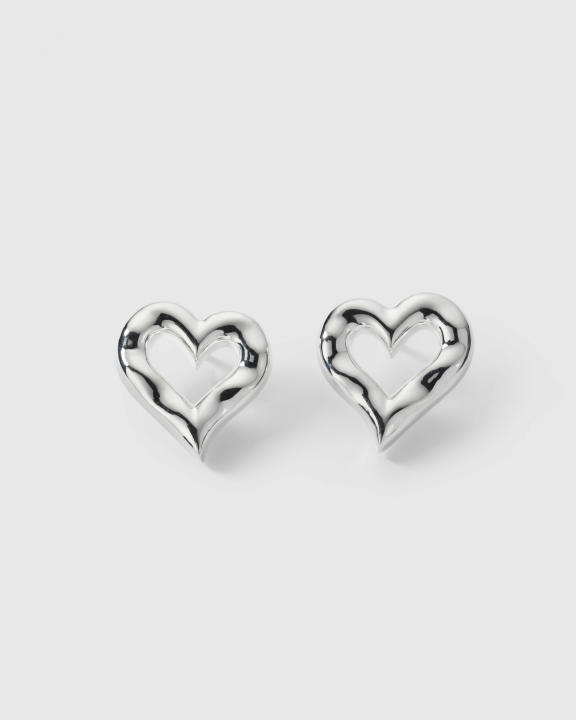Puff Heart Earrings Silver in der Gruppe Ohrringe / Silberohrringe  bei SCANDINAVIAN JEWELRY DESIGN (ES1299)