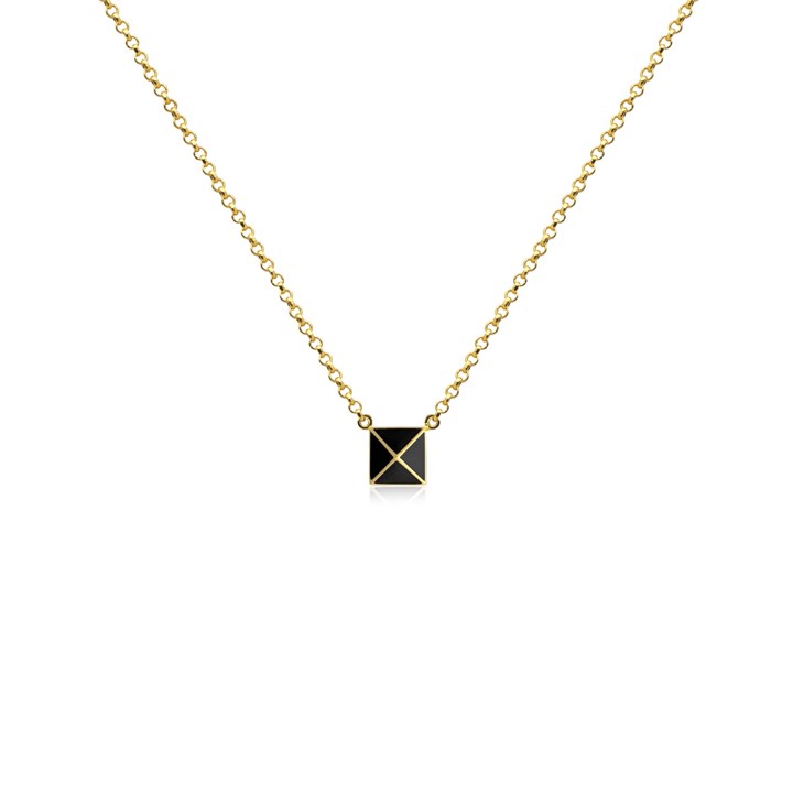 Enamel pyramid one stud Halsketten in der Gruppe Halsketten / Goldhalsketten bei SCANDINAVIAN JEWELRY DESIGN (N2201GEBL-OS)