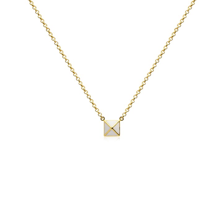 Enamel pyramid one stud Halsketten in der Gruppe Halsketten / Goldhalsketten bei SCANDINAVIAN JEWELRY DESIGN (N2201GPEW-OS)