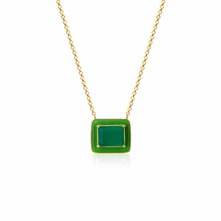 Iris Halsketten  green onyx in der Gruppe Halsketten / Goldhalsketten bei SCANDINAVIAN JEWELRY DESIGN (N2251GEGO-OS)