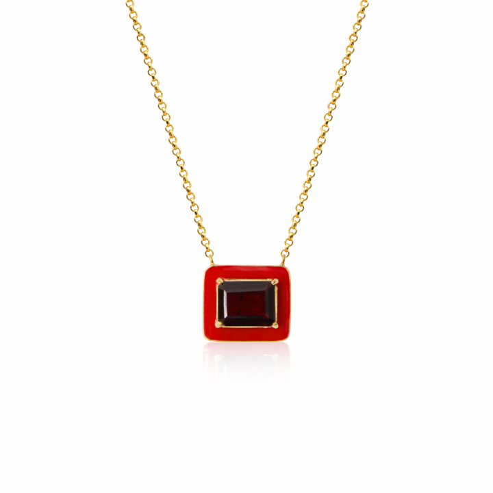 Iris Halsketten red garnet in der Gruppe Halsketten / Goldhalsketten bei SCANDINAVIAN JEWELRY DESIGN (N2251GERG-OS)
