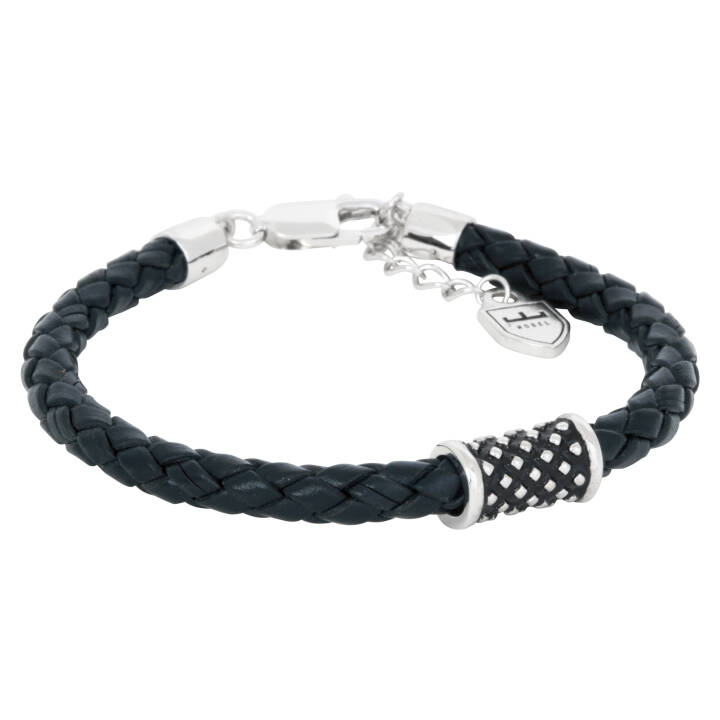Product Image for NOBEL by BILLGREN Silber/läderArmbänder svart. Oxiderad Silberhylsa.,5+3cm
