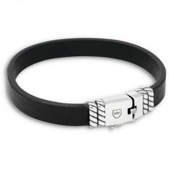 Silver/LäderBracelet Slät in der Gruppe Armbänder / Silberarmbänder bei SCANDINAVIAN JEWELRY DESIGN (NB19031)
