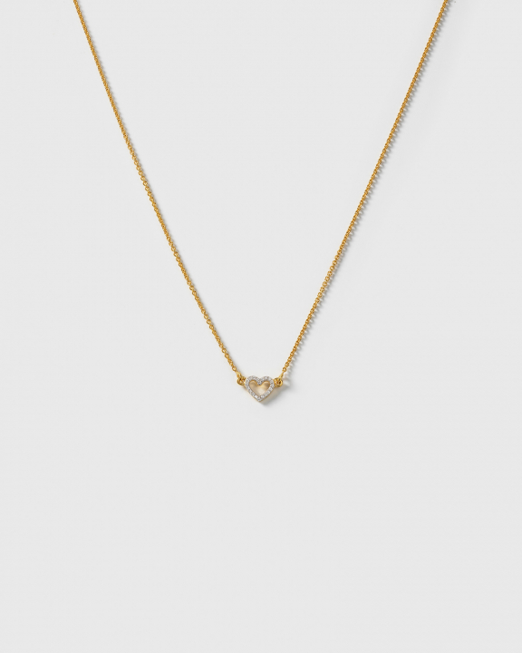 Snap Heart Halskette Gold Kristall in der Gruppe Halsketten / Goldhalsketten bei SCANDINAVIAN JEWELRY DESIGN (NG1242CR)