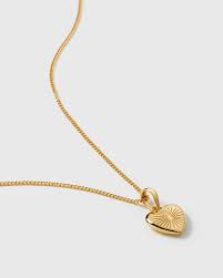 Sunburst Heart Necklace Gold in der Gruppe Halsketten / Goldhalsketten bei SCANDINAVIAN JEWELRY DESIGN (NG1400)