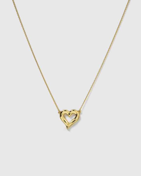 Puff Heart Necklace Gold in der Gruppe Halsketten / Goldhalsketten bei SCANDINAVIAN JEWELRY DESIGN (NG1408)