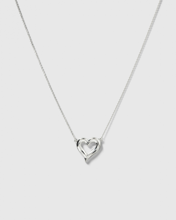 Puff Heart Necklace Silver in der Gruppe Halsketten / Silberhalsketten bei SCANDINAVIAN JEWELRY DESIGN (NS1408)