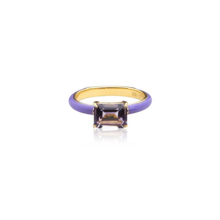 Iris enamel ring purple (gold) in der Gruppe Ringe / Goldringe bei SCANDINAVIAN JEWELRY DESIGN (R2141GEAB)