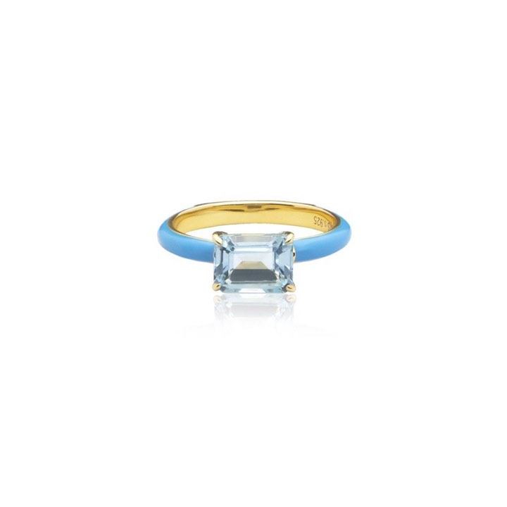 Iris enamel ring blue (gold) in der Gruppe Ringe / Goldringe bei SCANDINAVIAN JEWELRY DESIGN (R2141GEBT)